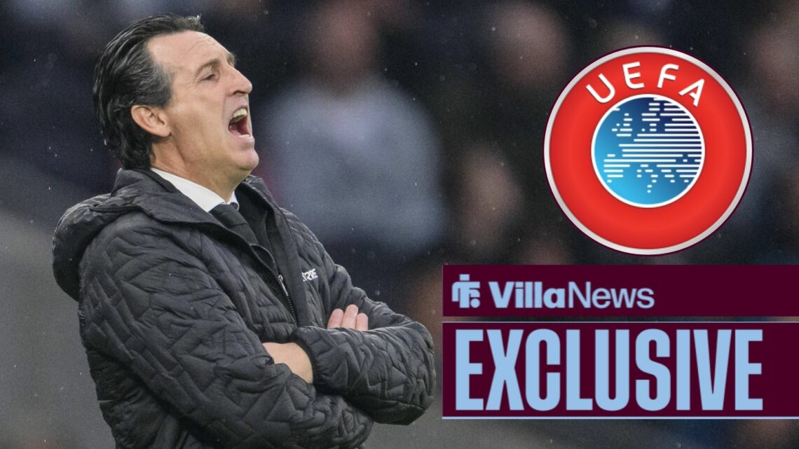 Unai Emery with UEFA badge in frame