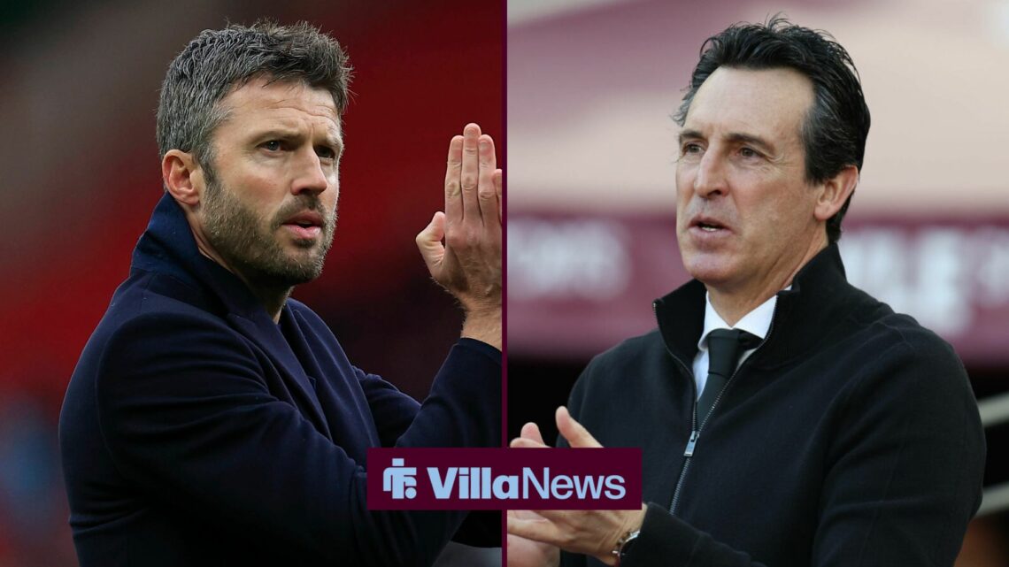 Michael Carrick and Unai Emery standing alongside each other.