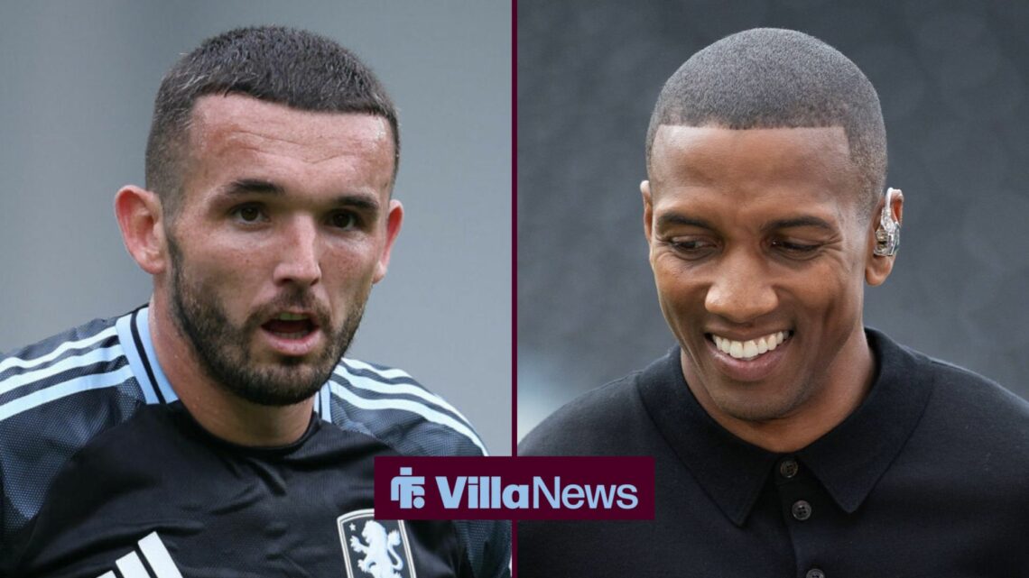 Aston Villa's John McGinn looking at former Aston Villa star Ashley Young.