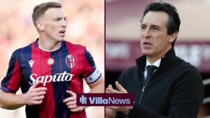 Bologna FC 1909 v SSC Napoli - Serie A Enilive Lewis Ferguson of Bologna FC looks on during the serie Serie A Enilive match between Bologna FC 1909 and SSC Napoli at Stadio Renato DallAra on November 9, 2025 and Aston Villa manager Unai Emery during the Premier League match between West Ham and Aston Villa at London Stadium