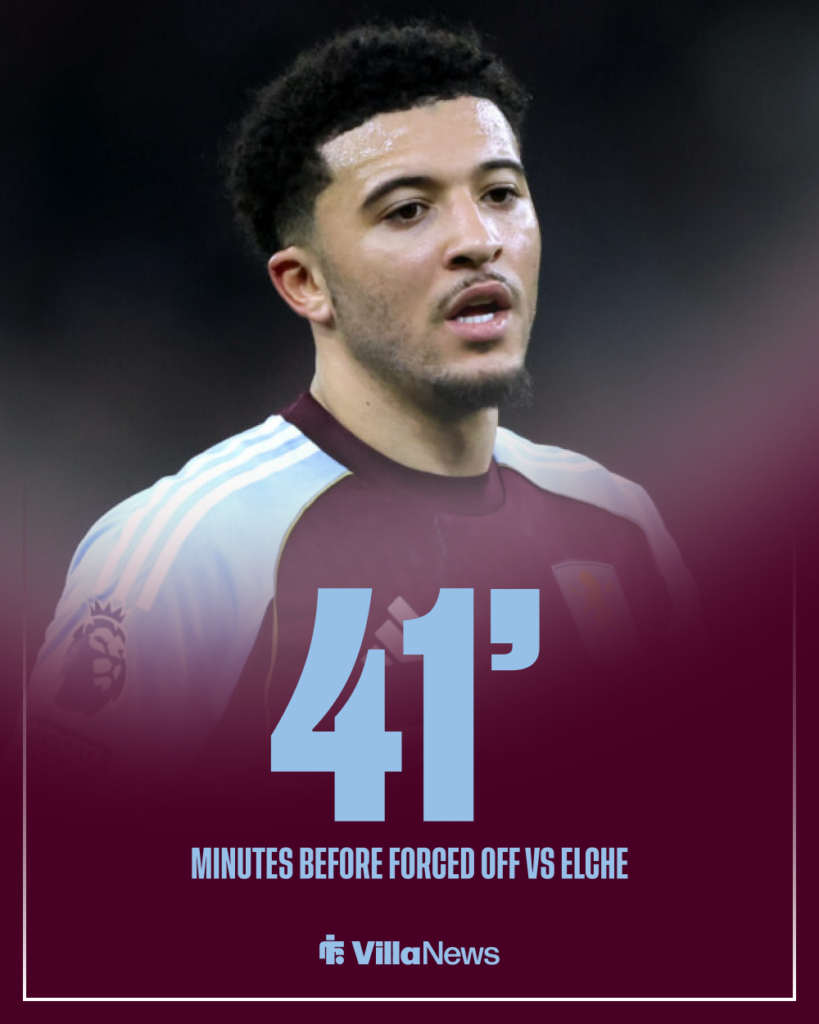 Aston Villa Jadon Sancho substitute vs Elche