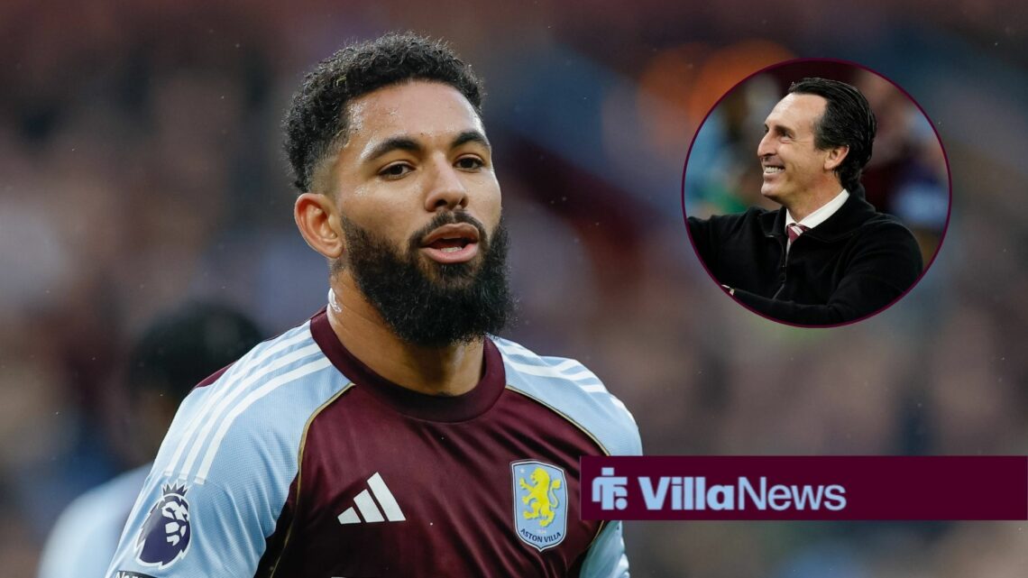 Douglas Luiz of Aston Villa during the Aston Villa vs Brentford Premier League match, Unai Emery smiling.