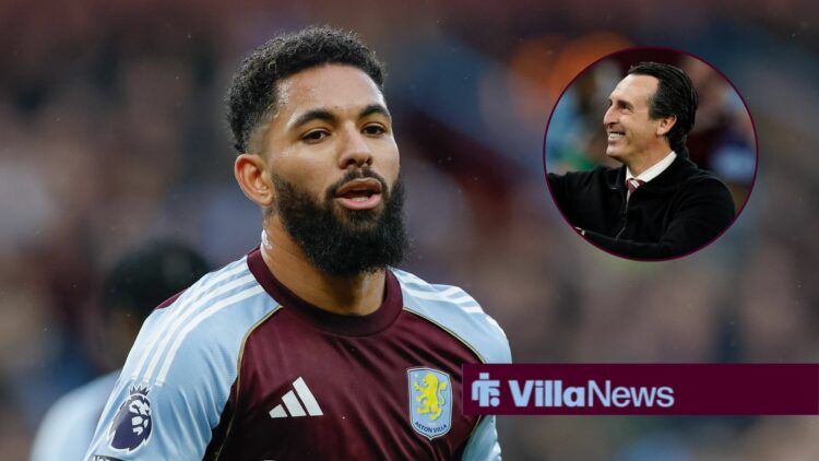 Douglas Luiz of Aston Villa during the Aston Villa vs Brentford Premier League match, Unai Emery smiling.