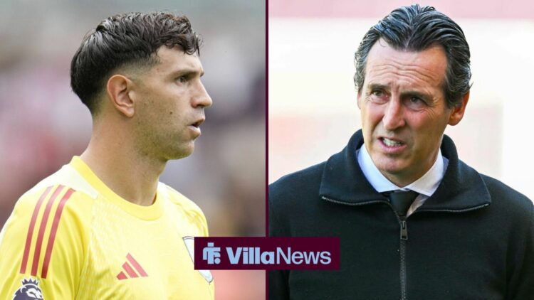 Unai Emery next to Emi Martinez