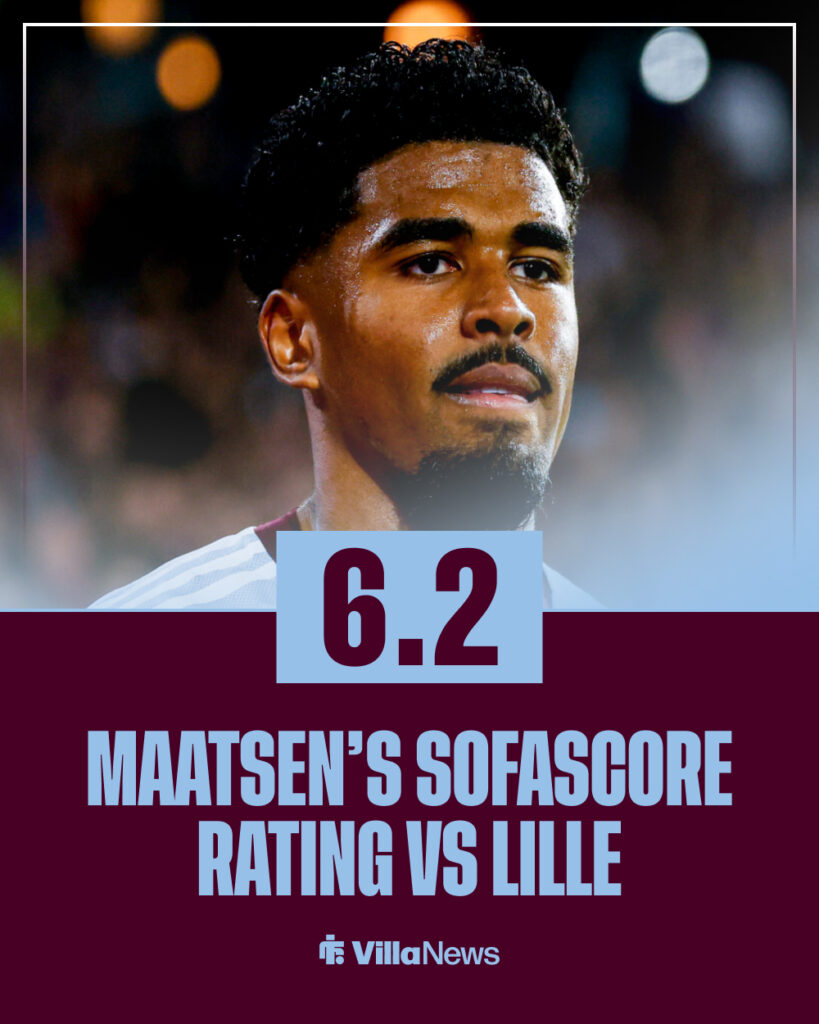 Ian Maatsen's stats for Aston Villa vs Lille in the Europa League.