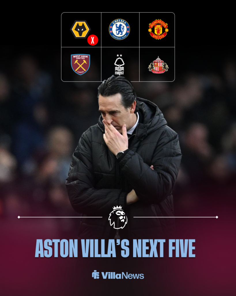 Aston Villa's next five Premier League games