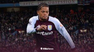 Leon Bailey looking annoyed playing for Aston Villa