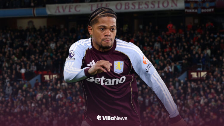 Leon Bailey looking annoyed playing for Aston Villa