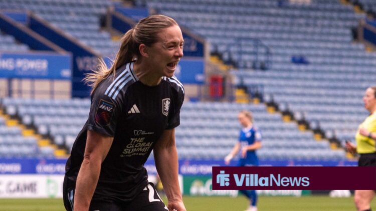 Kirsty Hanson celebrates scoring for Aston Villa