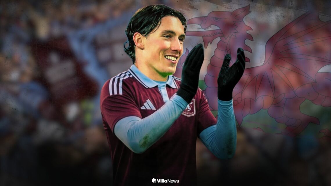 Harry Wilson wearing an Aston Villa shirt