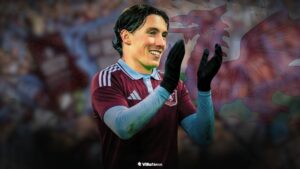 Harry Wilson wearing an Aston Villa shirt