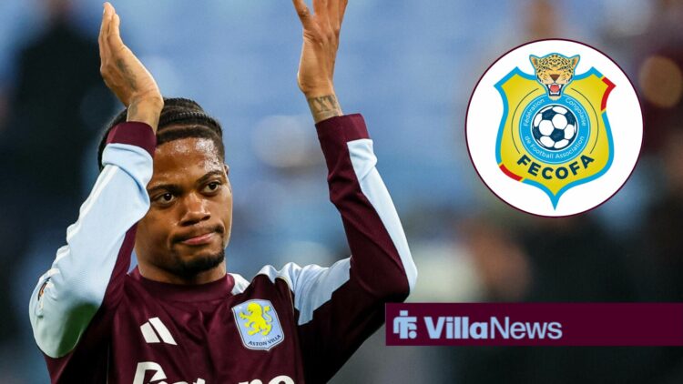 Leon Bailey of Aston Villa thanks the fans for their support at full-time during the UEFA Europa League Round of 16, 2nd Leg match between Aston Vi...