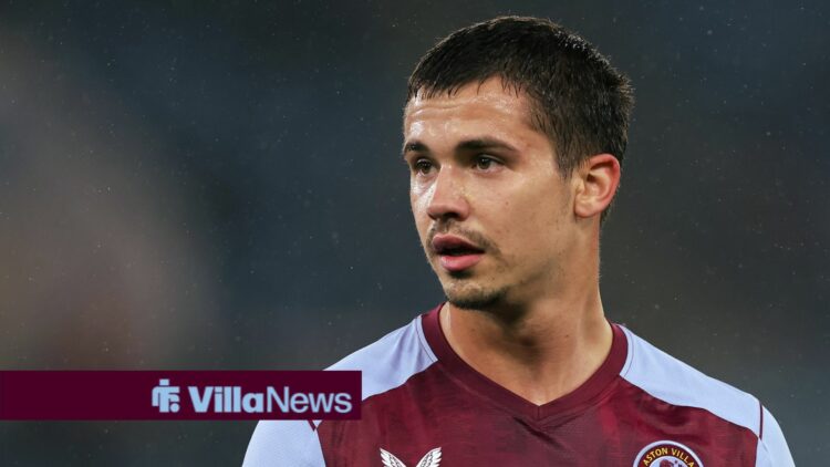 BIRMINGHAM, ENGLAND - AUGUST 31: Leander Dendoncker of Aston Villa during the UEFA Conference League Qualifying Play-Offs: Second Leg between Aston...