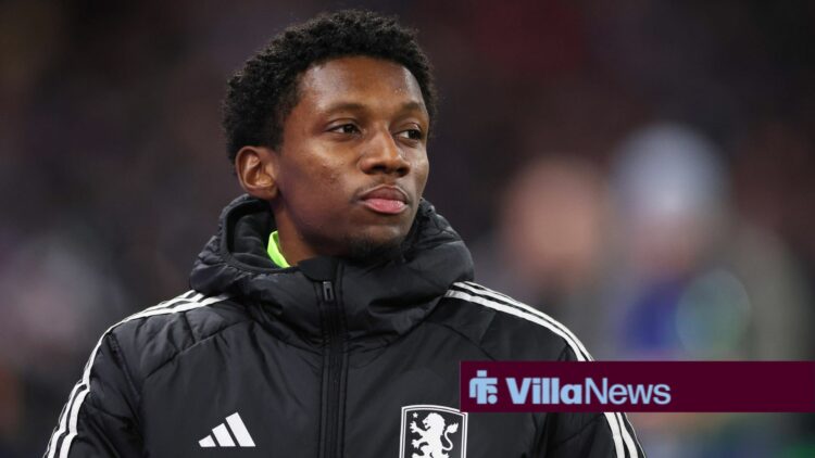 Aston Villa FC v Juventus FC Jaden Philogene of Aston Villa looks on prior to the Aston Villa FC v Juventus FC UEFA Champions League Round 1 match ...