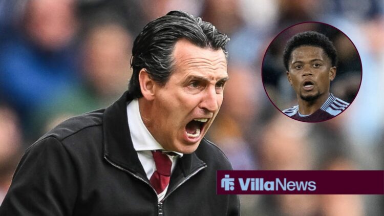 Unai Emery shouting with Leon Bailey in circular inset