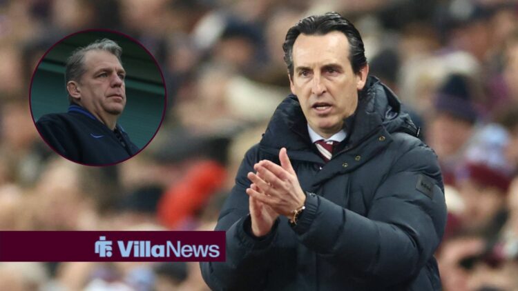 Chelsea owner, Todd Boehly looking at Aston Villa manager, Unai Emery