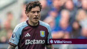 Victor Lindelof in action for Aston Villa