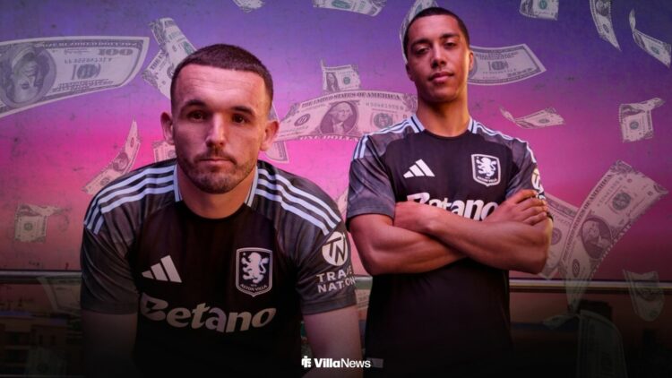 John McGinn and Youri Tielemans modelling the Aston Villa away kit