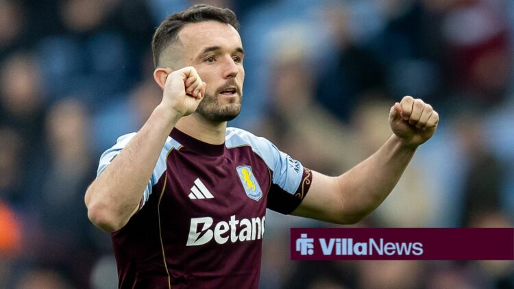 Aston Villa midfielder John McGinn (7) celebrates win with fans after the Premier League match between Aston Villa and West Ham United at Villa Park