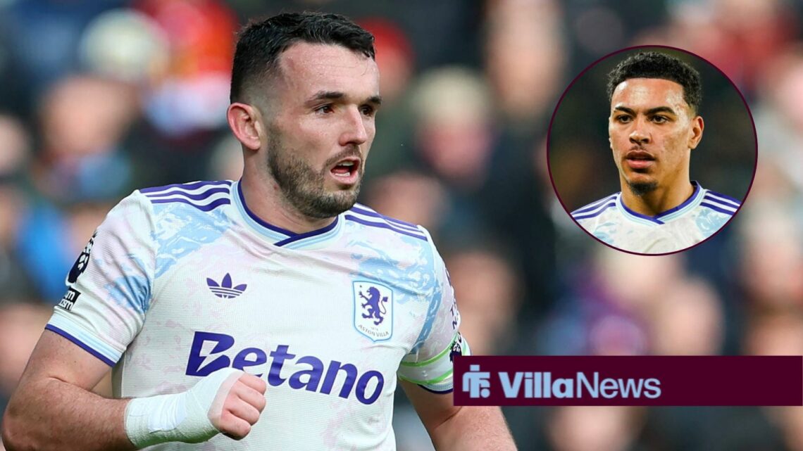 John McGinn of Aston Villa on the ball during the Premier League match between Manchester United and Aston Villa at Old Trafford on March 15, 2026 ...