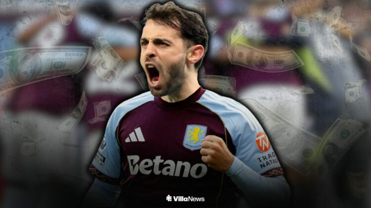 Bernardo Silva celebrating in an Aston Villa shirt