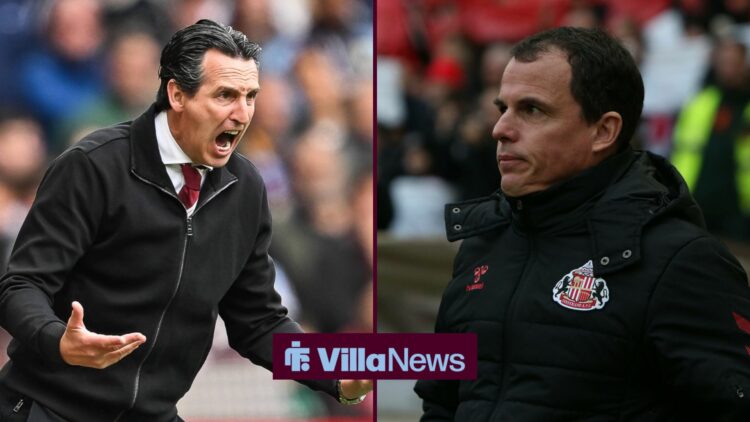 A 50-50 split image of Unai Emery and Regis Le Bris.