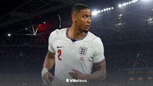 Ezri Konsa in an England shirt at Wembley.