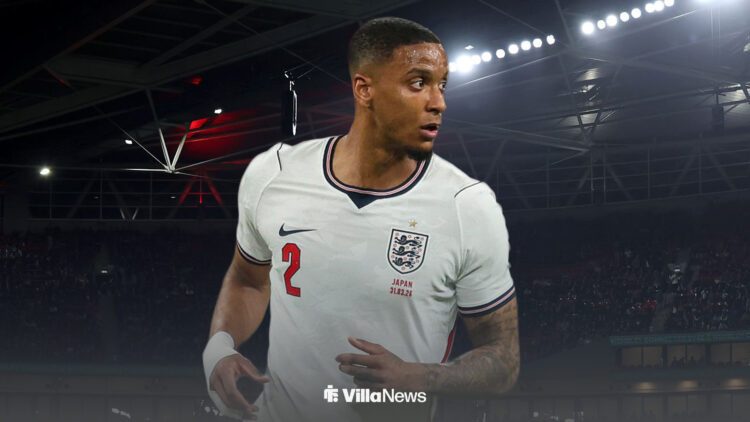 Ezri Konsa in an England shirt at Wembley.