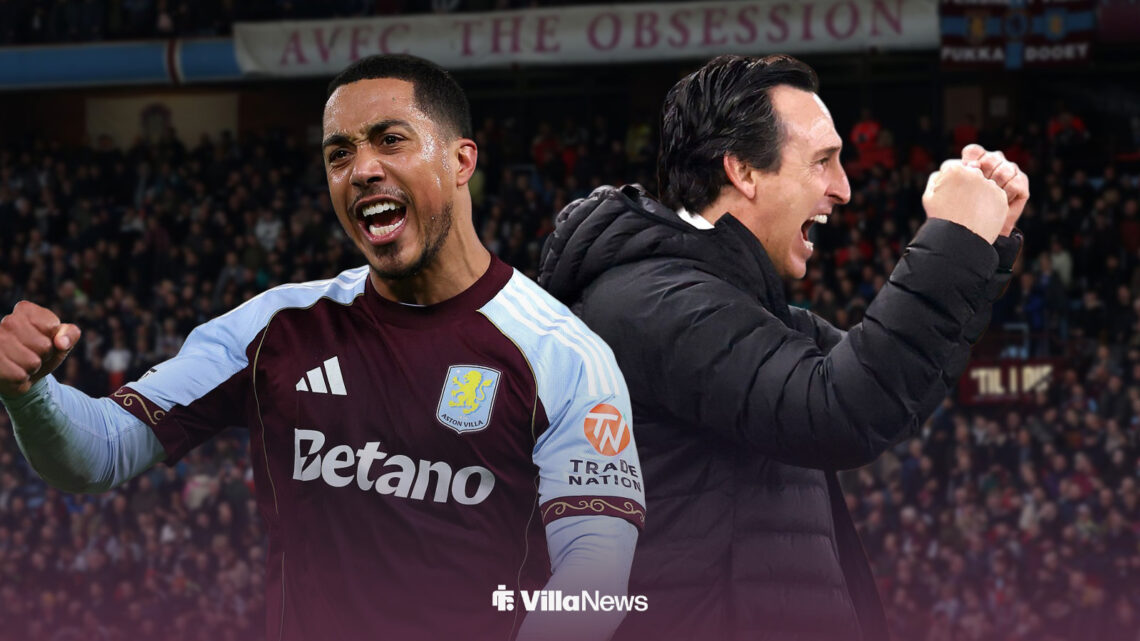 Youri Tielemans and Unai Emery celebrate