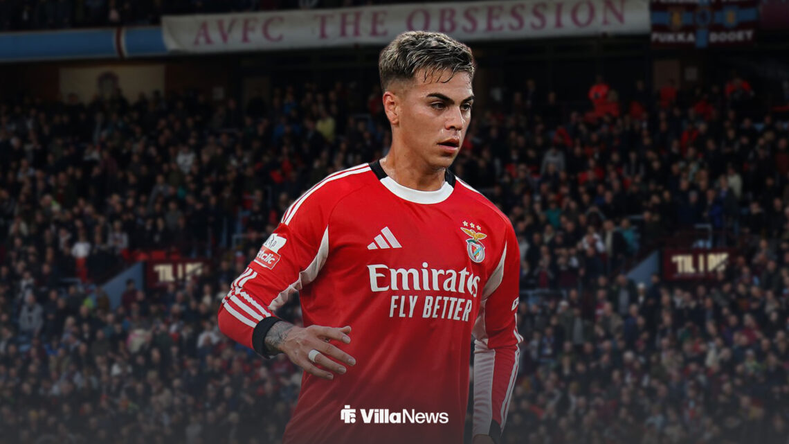 Enzo Barrenechea with Villa Park as the background.