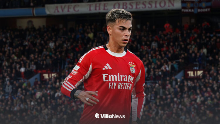 Enzo Barrenechea with Villa Park as the background.