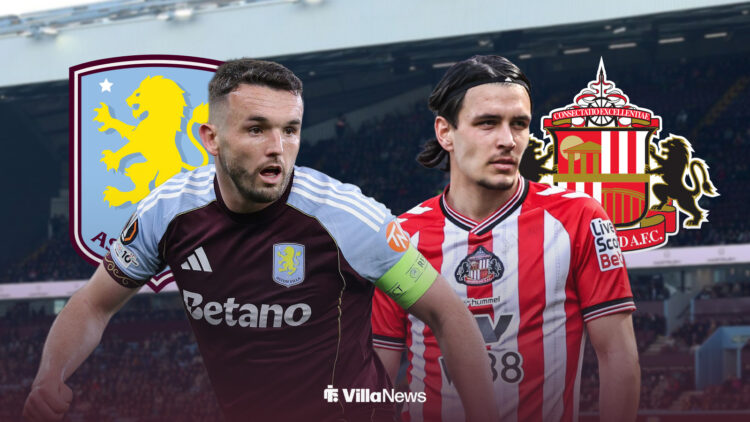 Aston Villa's John McGinn and Sunderland's Enzo Le Fee in front of Villa Park