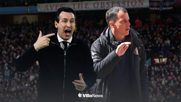 Unai Emery and Regis Le Bris stood at Villa Park.