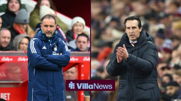 A 50-50 split image of Vitor Pereira and Unai Emery in charge of Aston Villa and Nottingham Forest.
