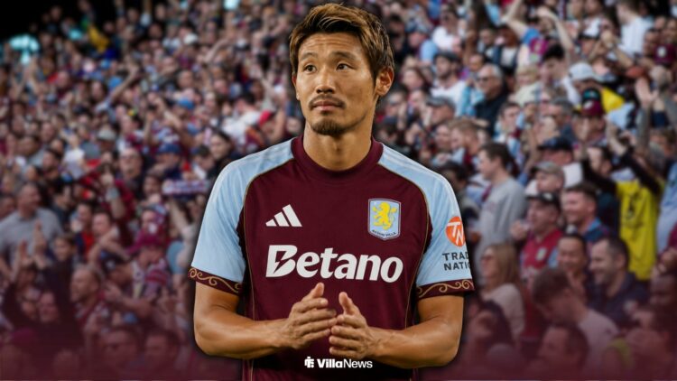 Hidemasa Morita in an Aston Villa shirt
