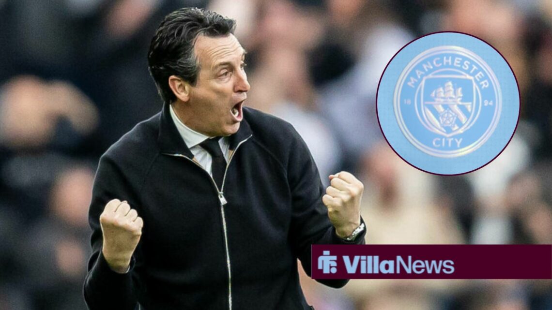 Unai Emery runs onto pitch and celebrates during the Premier League match between Aston Villa and Sunderland at Villa Park