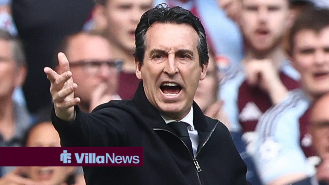 Unai Emery looking upset on the touchline for Aston Villa
