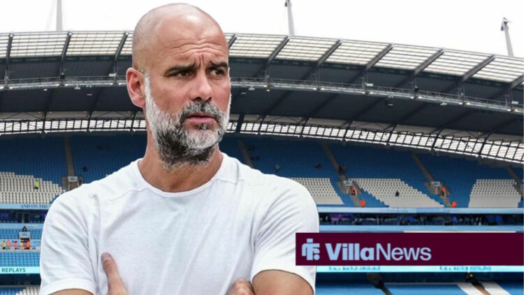 Man City manager Pep Guardiola stood in front of the Etihad Stadium