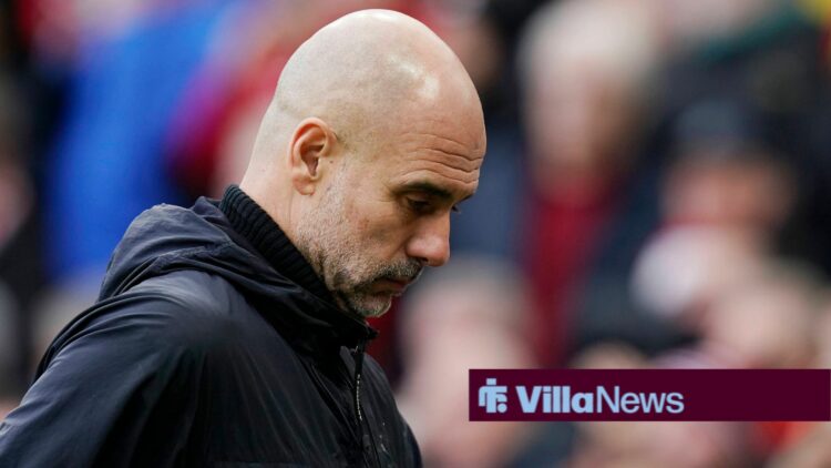 Manchester, England, 17th January 2026. Head bowed Pep Guardiola coach of Manchester City walks off at half time during the Manchester United, ManU...