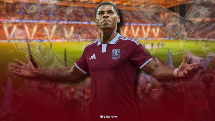 Marcus Rashford in an Aston Villa shirt