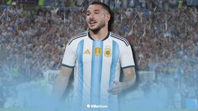 Emi Buendia looking annoyed in an Argentina shirt