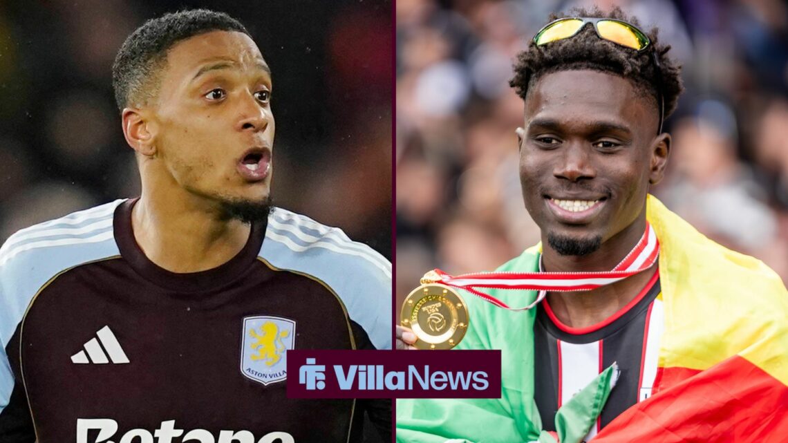 Wolverhampton, England, 27th February 2026. Ezri Konsa of Aston Villa starts an inquest with his fellow players during the Wolverhampton Wanderers ...