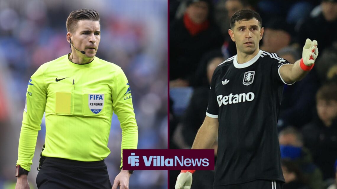 Referee Francois Letexier during the French ligue 1 match between Olympique Lyonnais and AS Monaco, Emiliano Martinez 23 during the Premier League ...