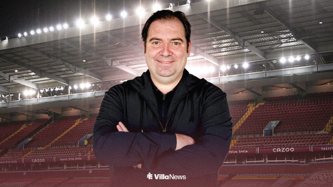 Aston Villa's director of football operations Damian Vidagany with Villa Park background