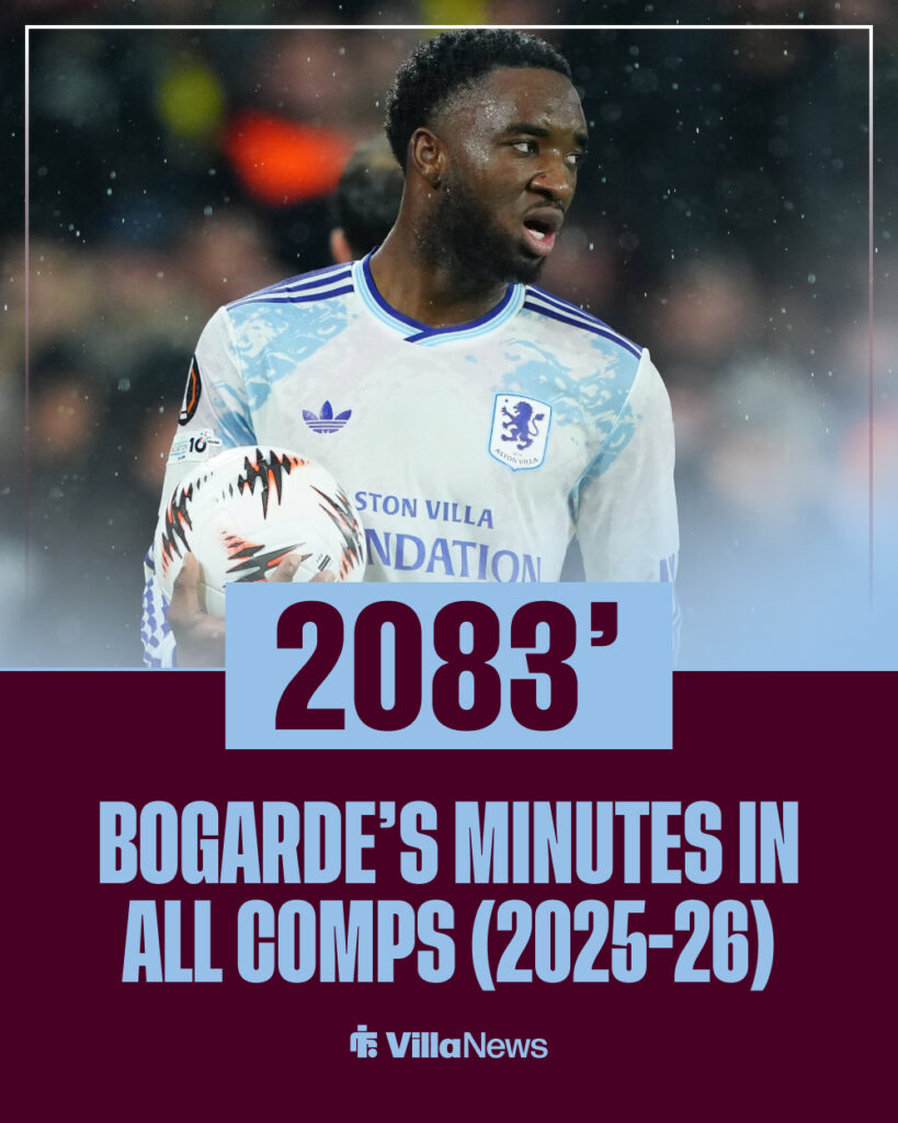 Lamare Bogarde's total minutes accumulation in the 2025-26 season for Aston Villa.