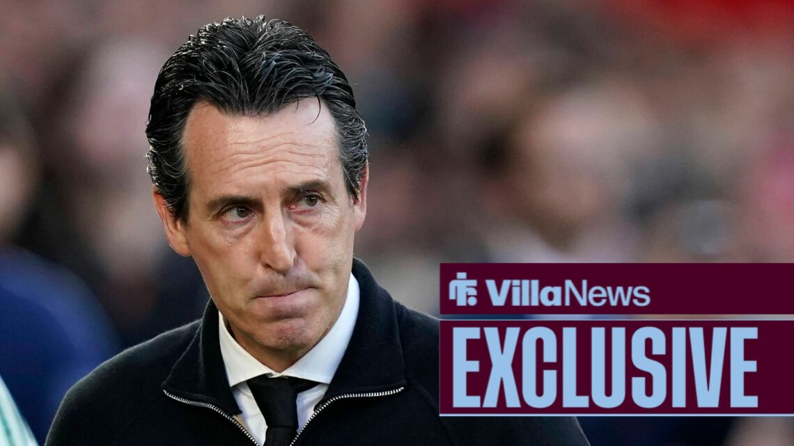 Unai Emery looking concerned ahead of Aston Villa vs Nottingham Forest