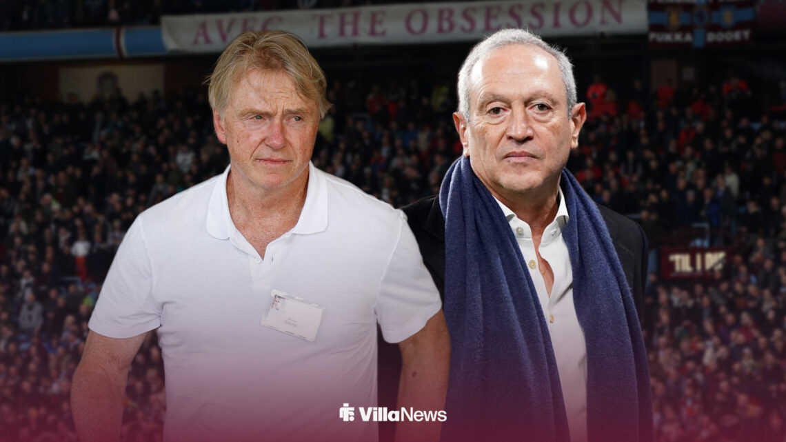 Aston Villa owners Wes Edens and Nassef Sawiris standing in front of Villa park.