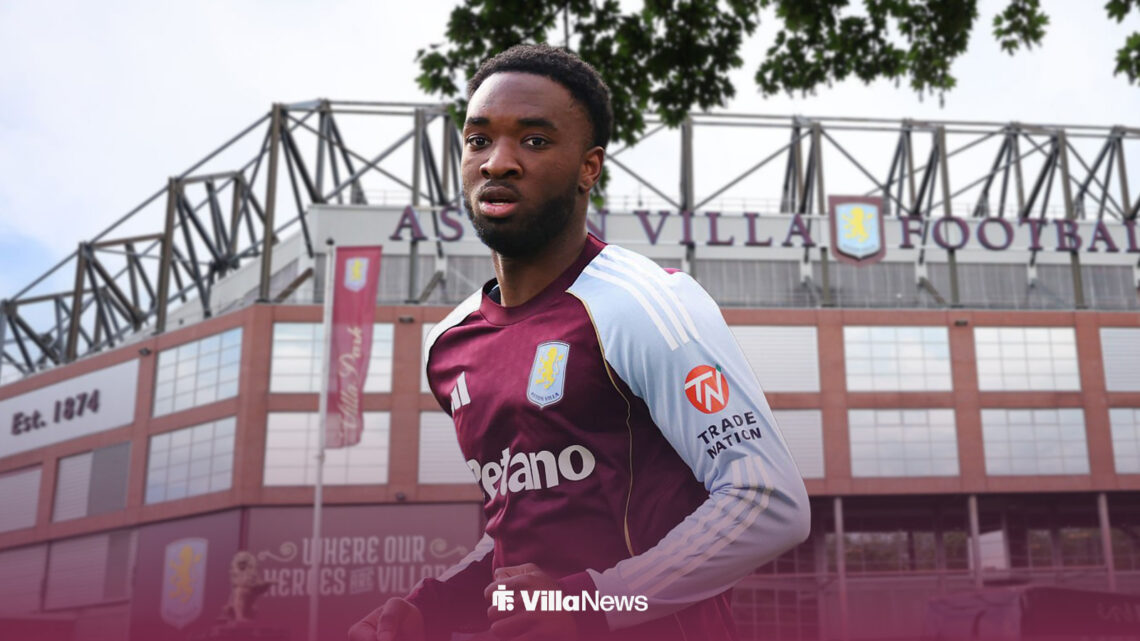 Lamare Bogarde outside of Aston Villa's stadium, Villa Park.