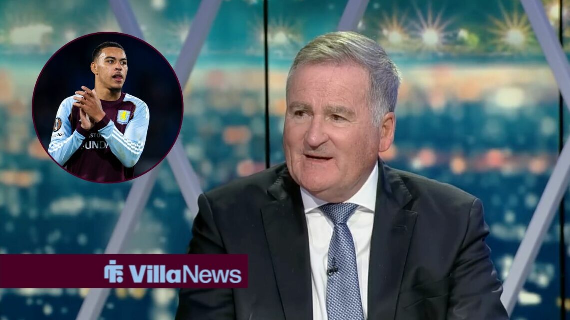 Richard Keys looking at a circular inset of Morgan Rogers.